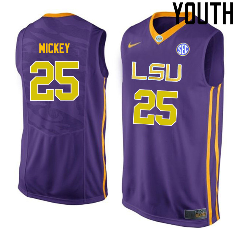 Youth LSU Tigers #25 Jordan Mickey College Basketball Jerseys-Purple